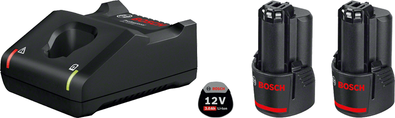Bosch batteripakke Startsett 2 x GBA 12V 3,0 Ah + GAL 12V-40